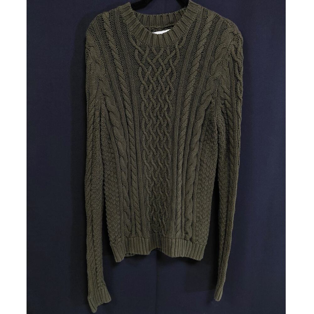 Abercrombie & Fitch Cable Knit Sweater Green Long Sleeve Women See Measurements